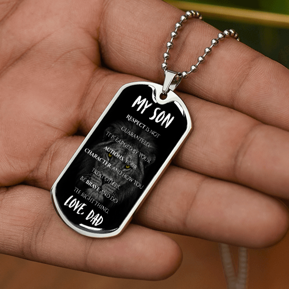 My Brave Son | Luxury Graphic Dog Tag (Lion)