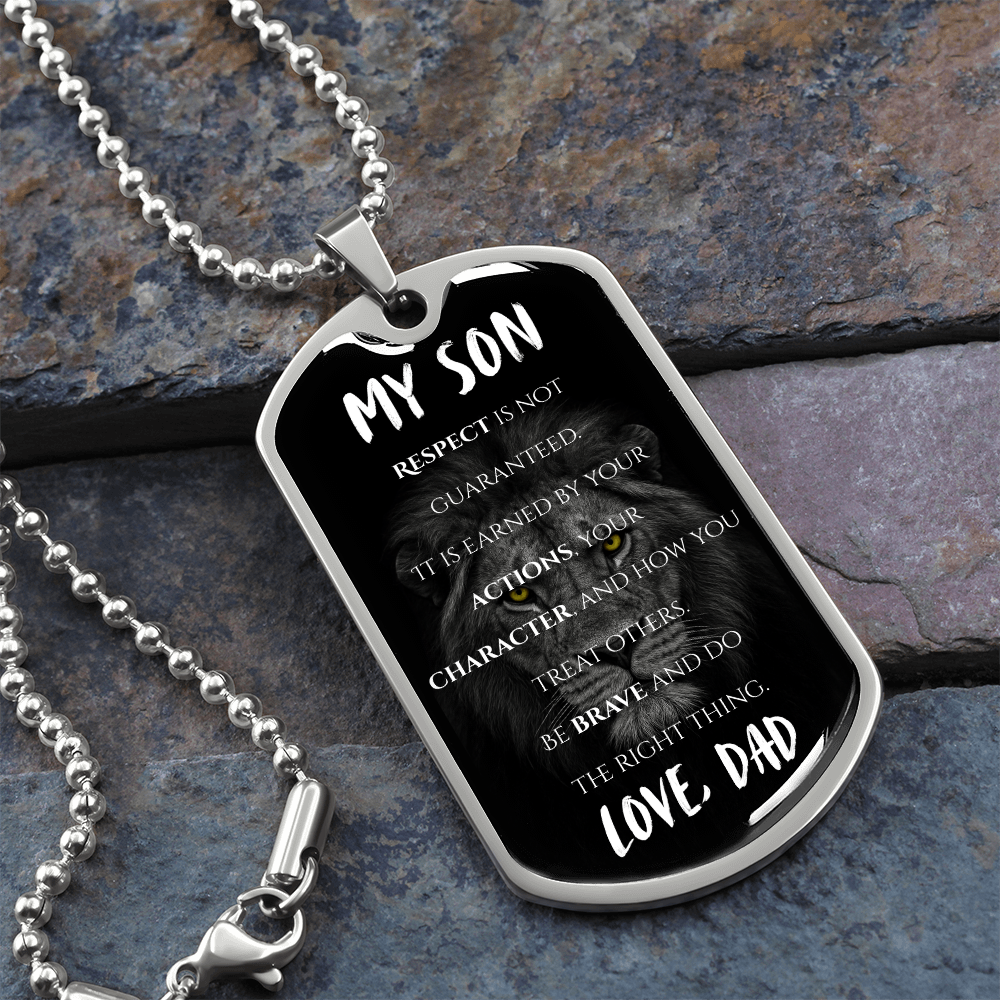 My Brave Son | Luxury Graphic Dog Tag (Lion)