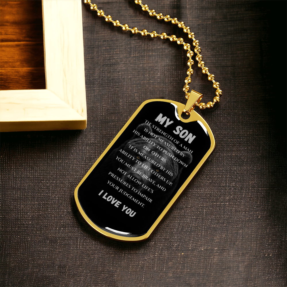 My Strong Son | Luxury Graphic Dog Tag (Grizzly Bear)