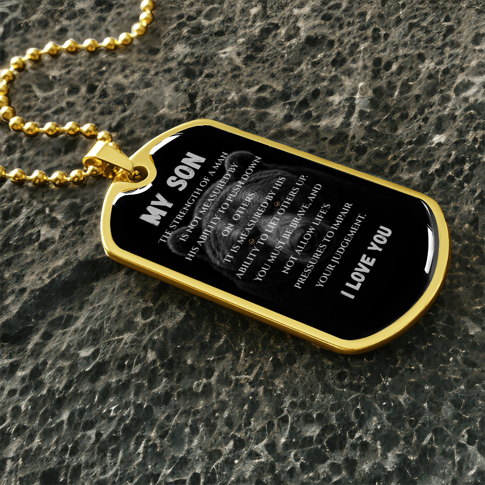 My Strong Son | Luxury Graphic Dog Tag (Grizzly Bear)