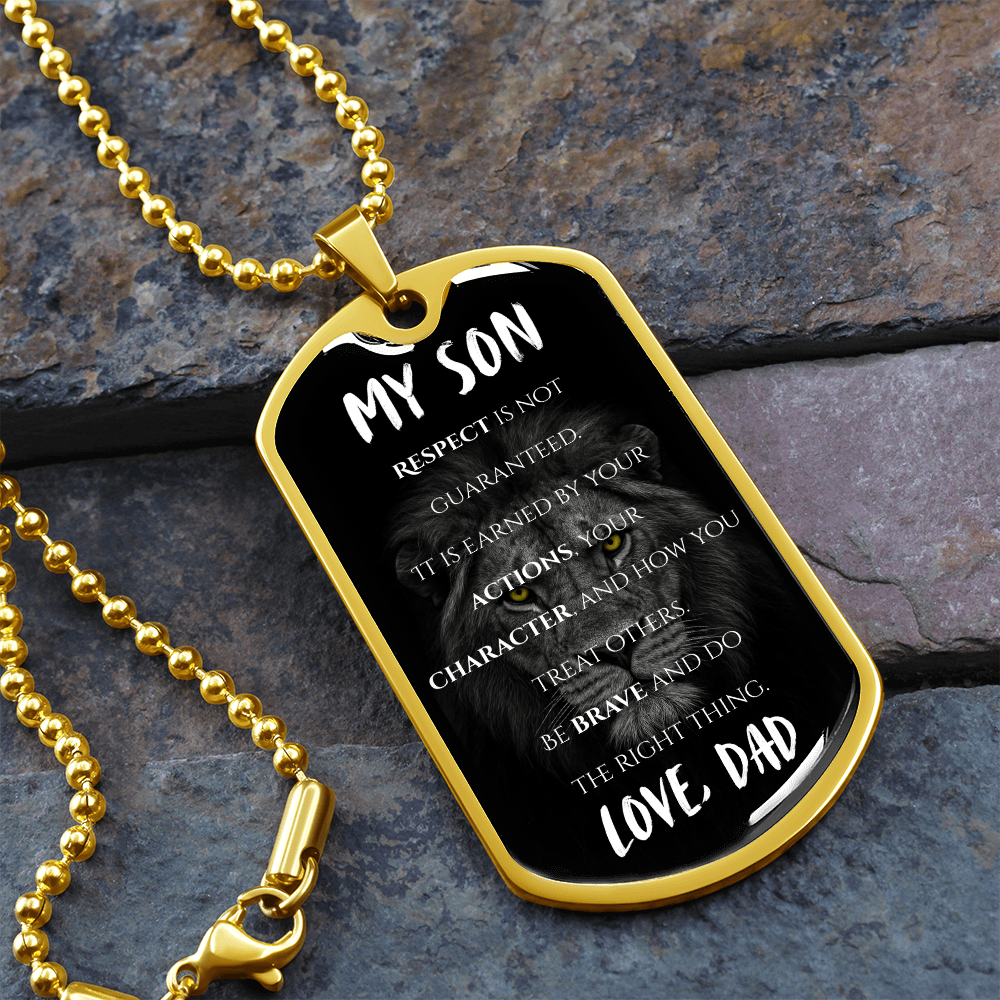 My Brave Son | Luxury Graphic Dog Tag (Lion)