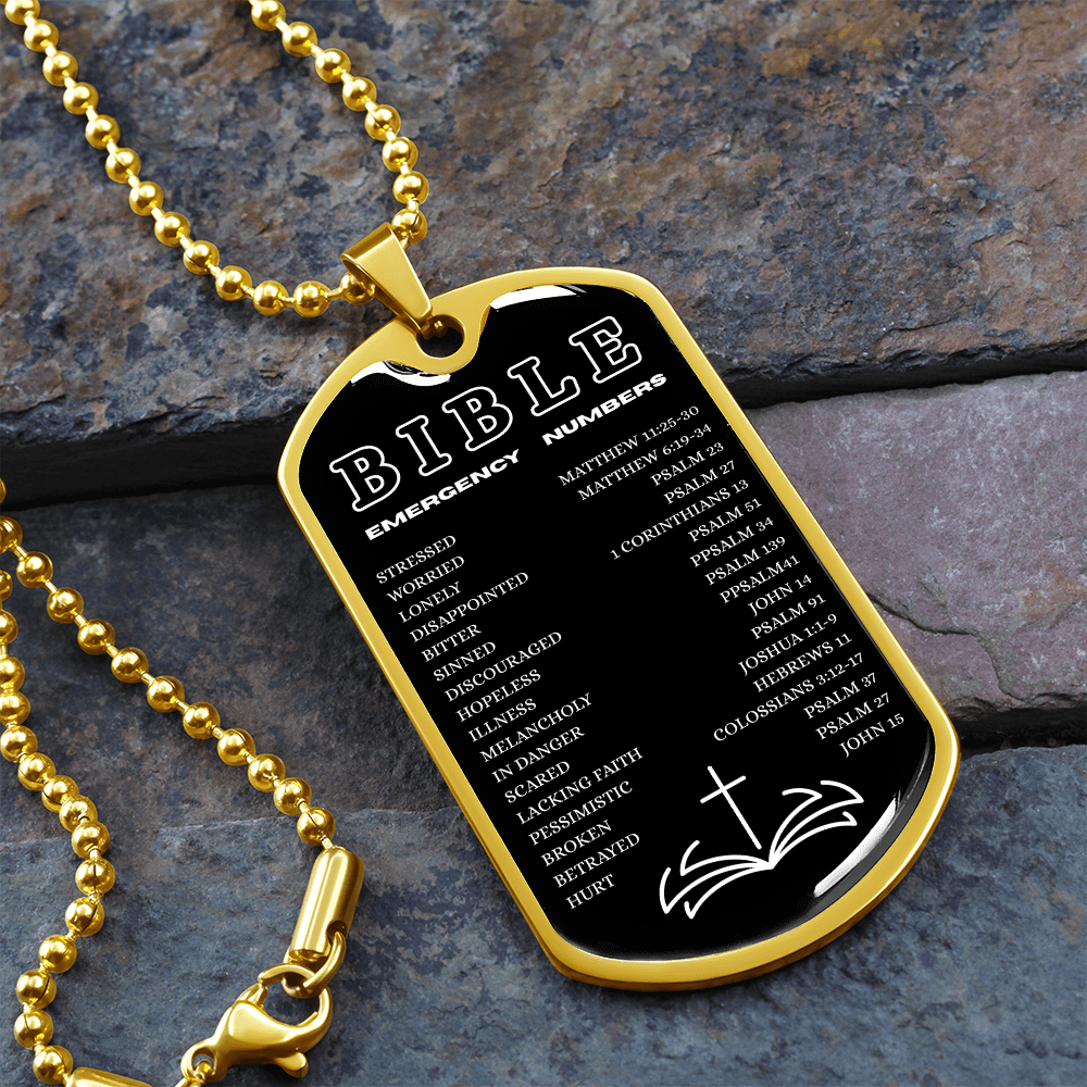 Biblical Emergency Numbers | Dog Tag
