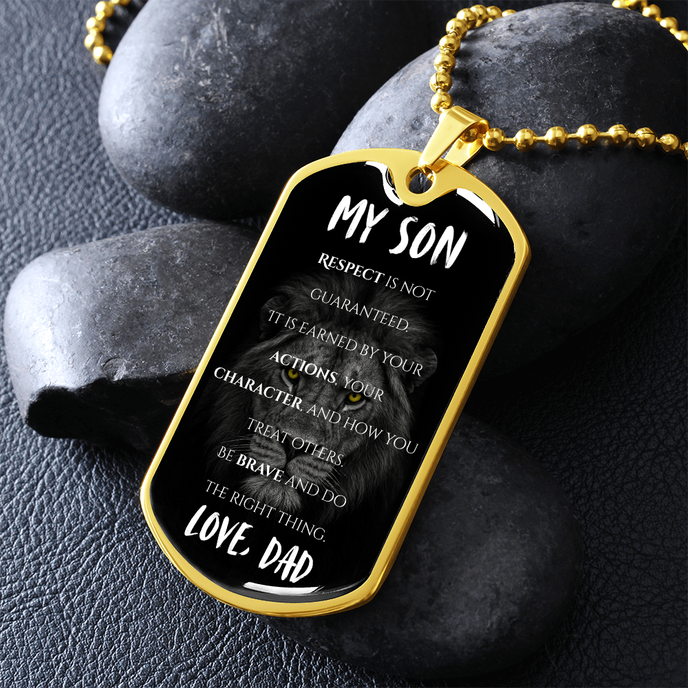My Brave Son | Luxury Graphic Dog Tag (Lion)