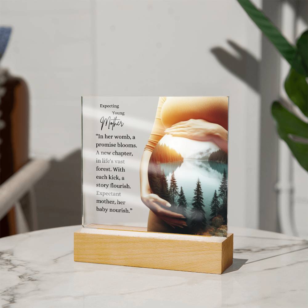 Expecting Young Mother | Acrylic Square Plaque