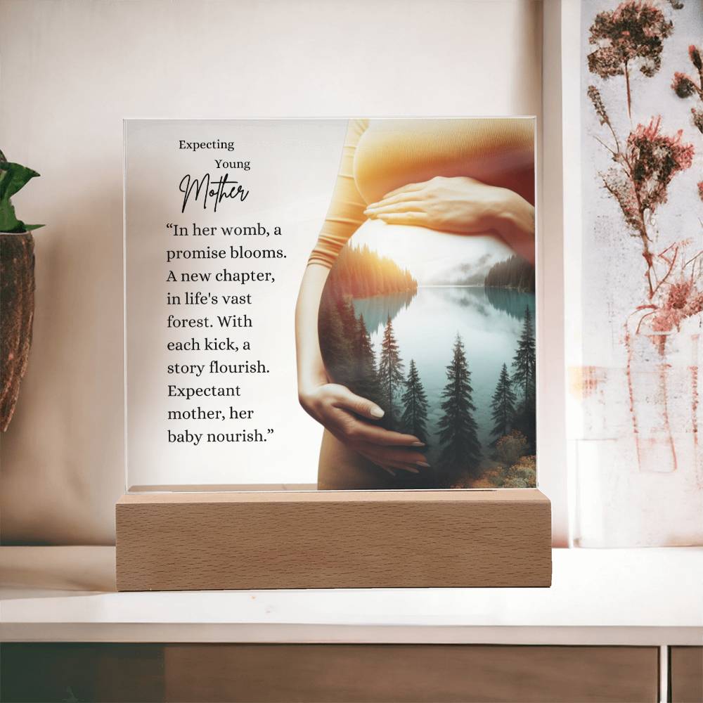 Expecting Young Mother | Acrylic Square Plaque