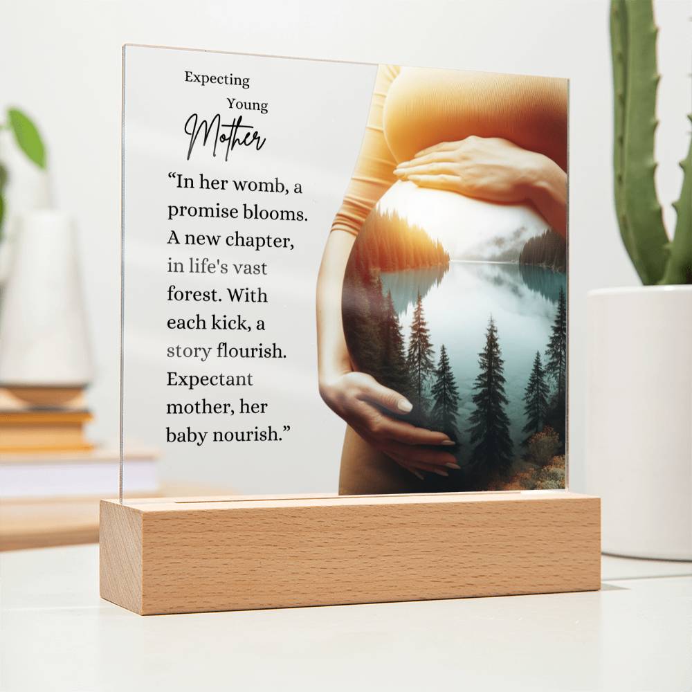 Expecting Young Mother | Acrylic Square Plaque