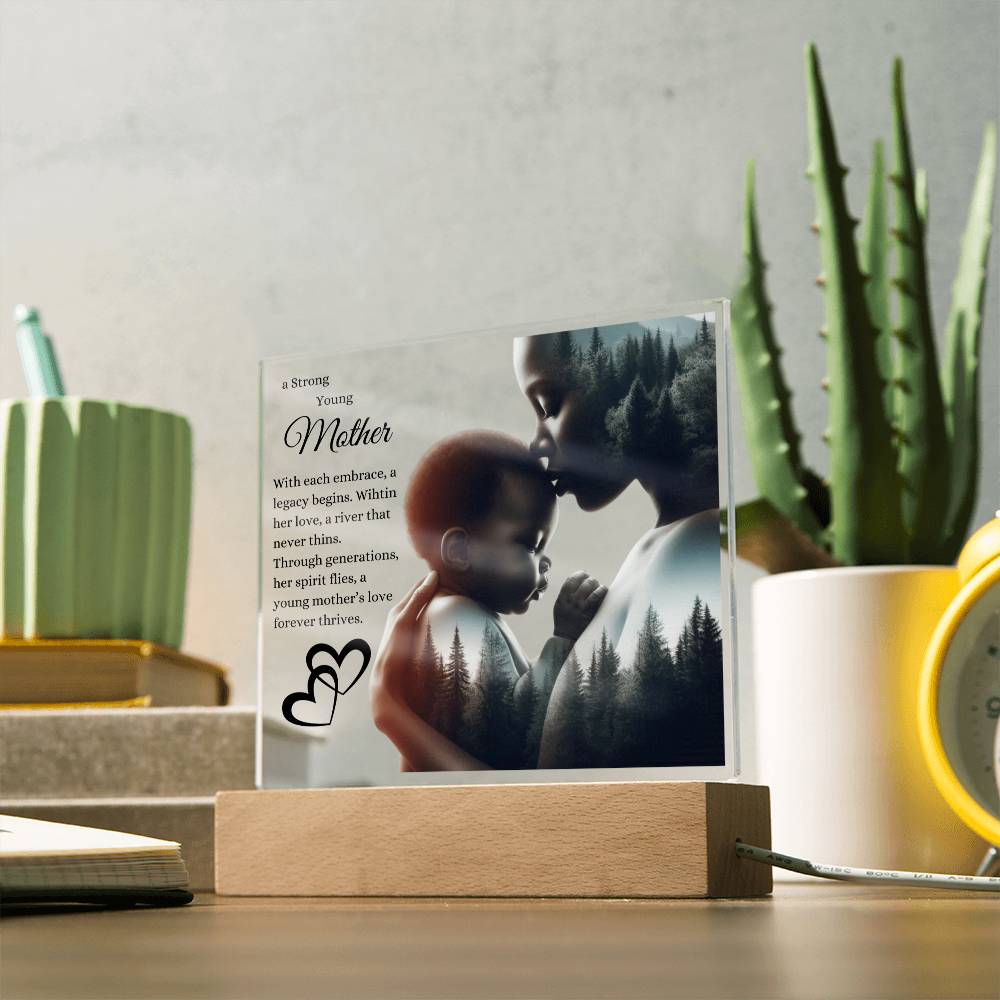 Strong Young Mother | Acrylic Square Plaque