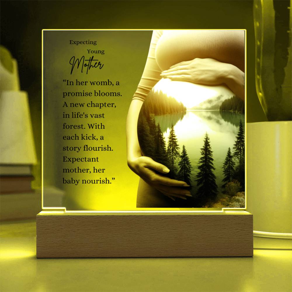 Expecting Young Mother | Acrylic Square Plaque