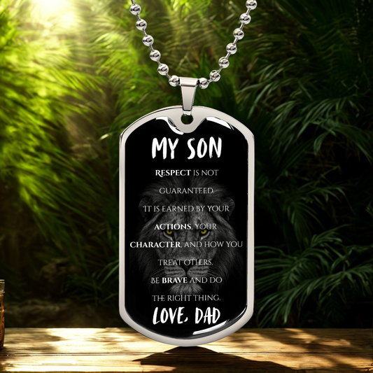 My Brave Son | Luxury Graphic Dog Tag (Lion)
