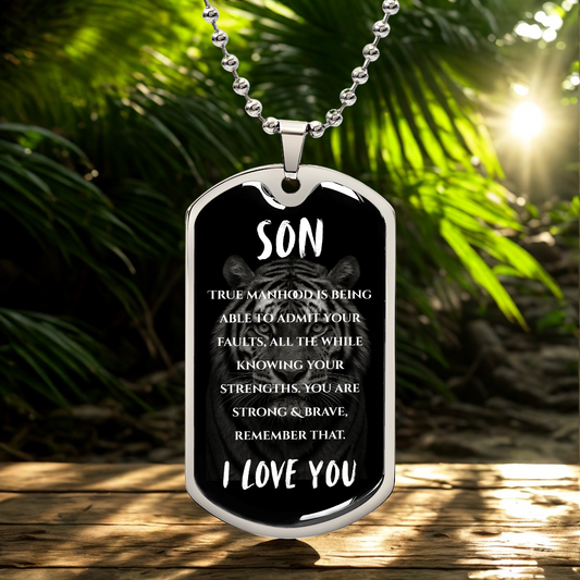 Son | Luxury Graphic Dog Tag (Siberian Tiger)