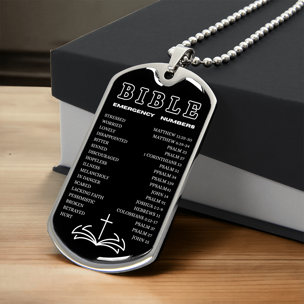 Biblical Emergency Numbers | Dog Tag