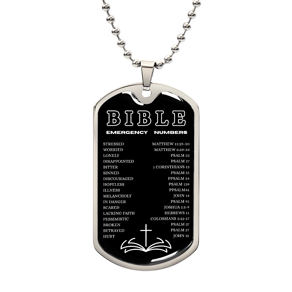 Biblical Emergency Numbers | Dog Tag