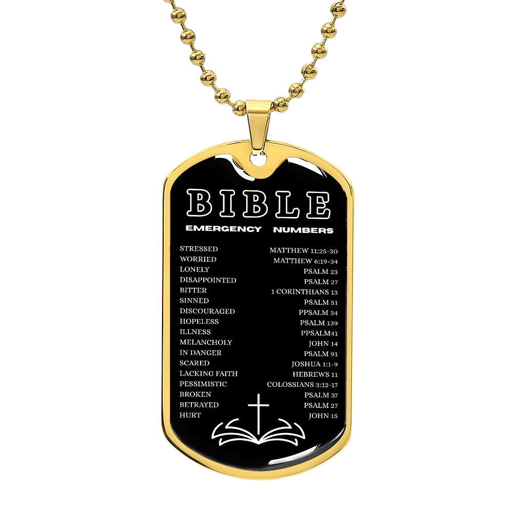 Biblical Emergency Numbers | Dog Tag