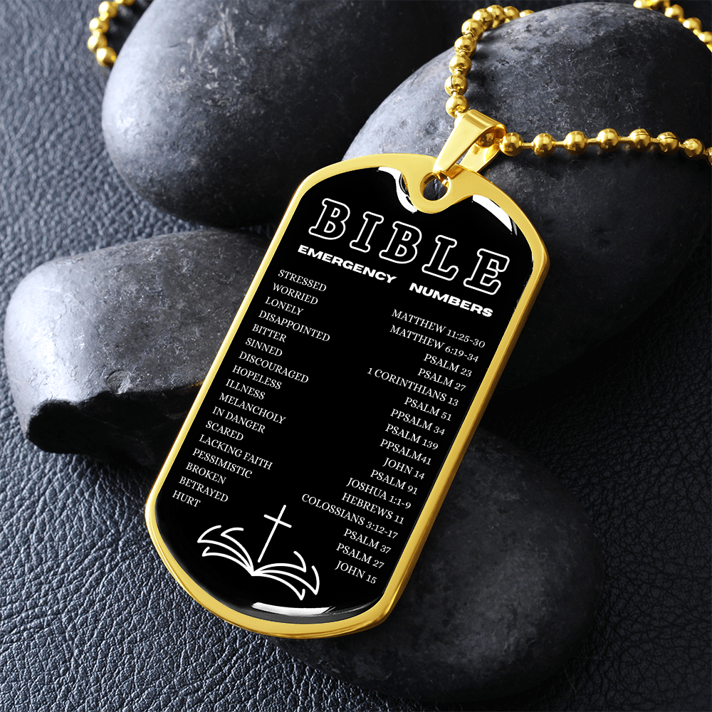 Biblical Emergency Numbers | Dog Tag