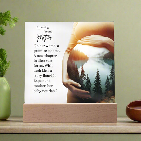 Expecting Young Mother | Acrylic Square Plaque