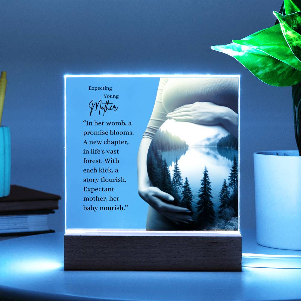 Expecting Young Mother | Acrylic Square Plaque