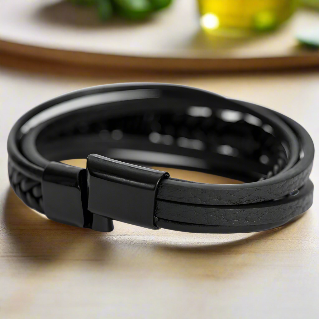 My Son | Cross Leather Bracelet